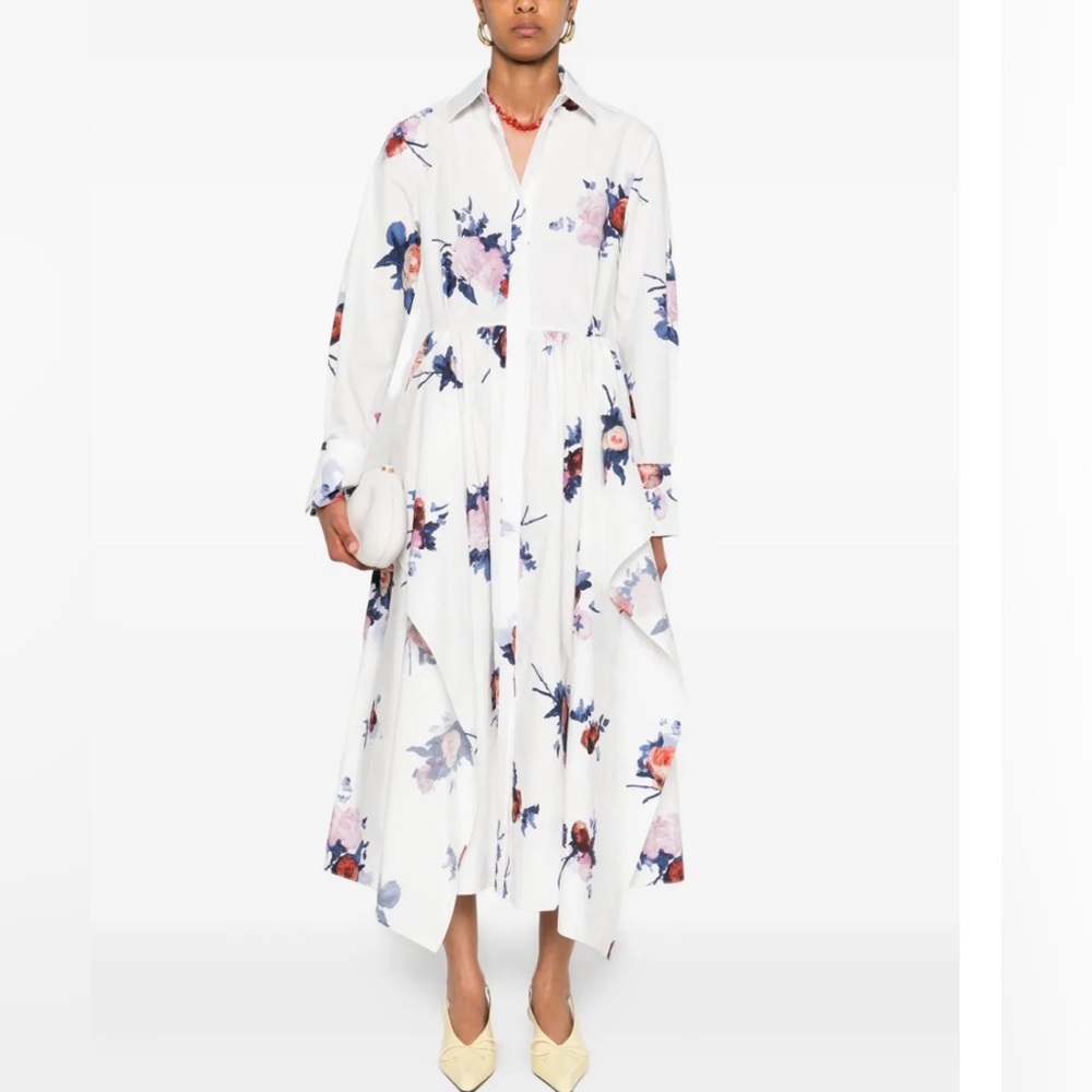 ERDEM
Floral-print cotton-poplin midi shirt dress